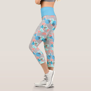Leggings Capri Mint Green Coral bleu Blush Pink les années 50 Art