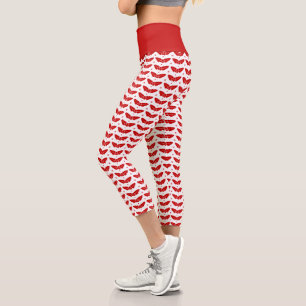 Leggings Capri Mistletos rouges sur Noël Arrière - plan blanc