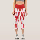 Leggings Capri Mistletos rouges sur Noël Arrière - plan blanc (Recto)