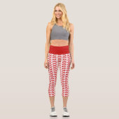 Leggings Capri Mistletos rouges sur Noël Arrière - plan blanc (Recto)