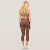 Leggings Capri Mocha Brown couleur solide | Classique | Élégant (Verso)