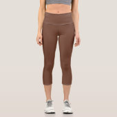 Leggings Capri Mocha Brown couleur solide | Classique | Élégant (Recto)