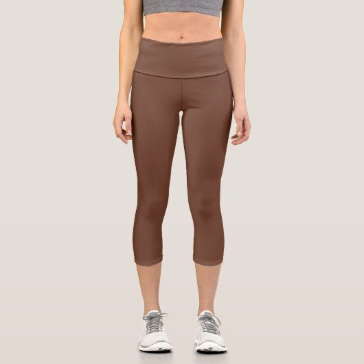 Leggings Capri Mocha Brown couleur solide | Classique | Élégant (Recto)