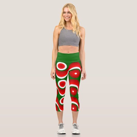 Leggings Capri moche de Noël super vert (Recto)