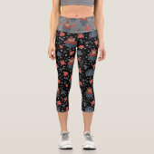 Leggings Capri Moche Noël Scandi Bull noir haut-taille Capris (Recto)