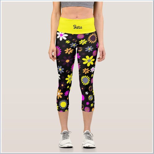 Leggings Capri Mod Black Floral