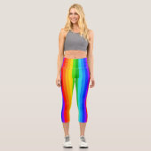 Leggings Capri Modèle de bande arc-en-ciel vertical (Recto)
