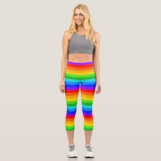 Leggings Capri Modèle de bande horizontale arc-en-ciel (Recto)