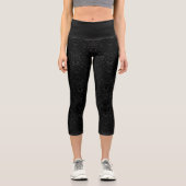 Leggings Capri Modèle de Damas Floral Noir (Recto)