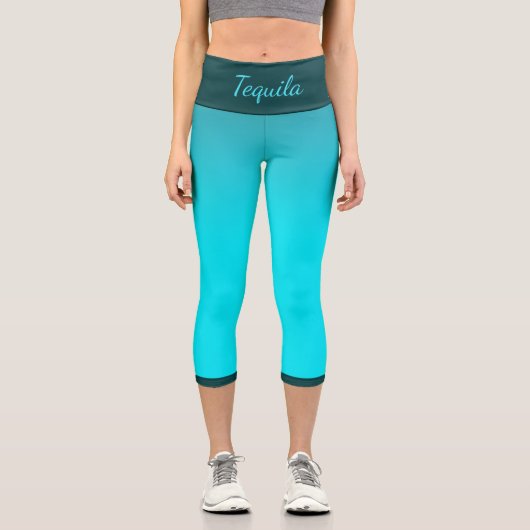 Leggings Capri Modèle de nom bleu turquoise (Recto)