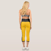 Leggings Capri Modèle de nom de bande jaune et noire (Verso)