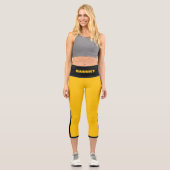 Leggings Capri Modèle de nom de bande jaune et noire (Recto)