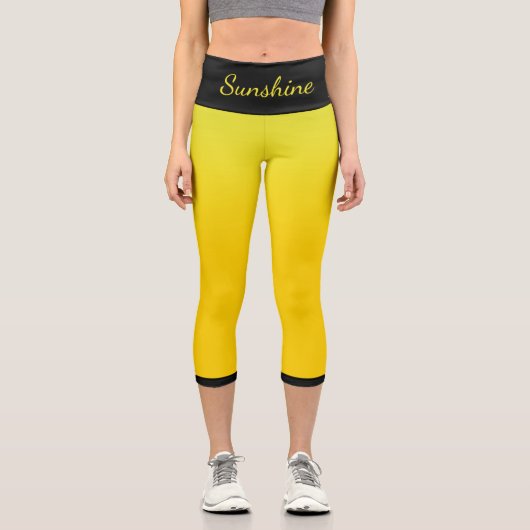 Leggings Capri Modèle de nom jaune et noir (Recto)
