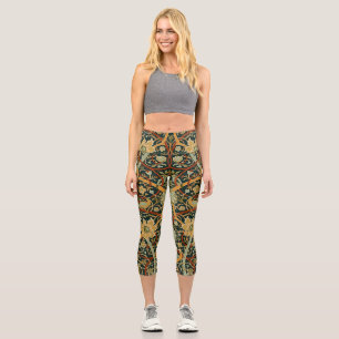 Leggings Capri Modèle de tapisserie forestière de William Morris 