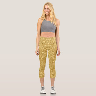 Leggings Capri Modèle Floral Baroque Damas d'or