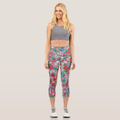 Leggings Capri Modèle floral chinois coloré (Recto)