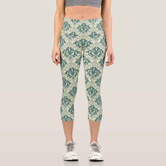 Leggings Capri Modèle floral damassé classique de luxe (Recto)