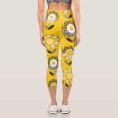 Leggings Capri Modèle floral jaune simple (Verso)