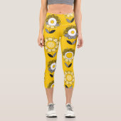 Leggings Capri Modèle floral jaune simple (Recto)