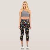 Leggings Capri Modèle floral moderne de Neon Paisley (Recto)