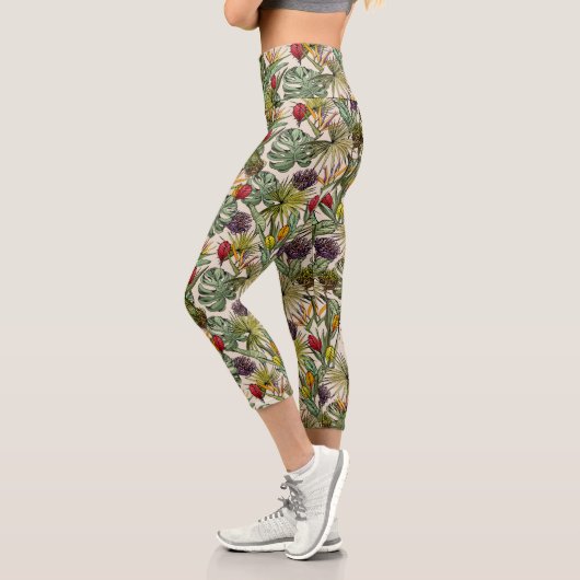 Leggings Capri Modèle floral tropical (Gauche)