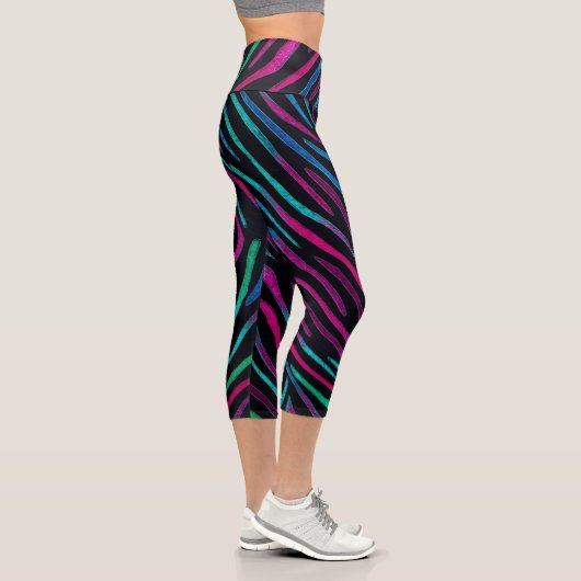 Leggings Capri Modèle Neon Noir Zebra (Droite)