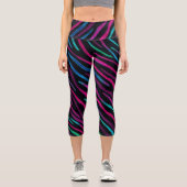 Leggings Capri Modèle Neon Noir Zebra (Recto)