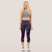 Leggings Capri Modèle Neon Noir Zebra (Recto)