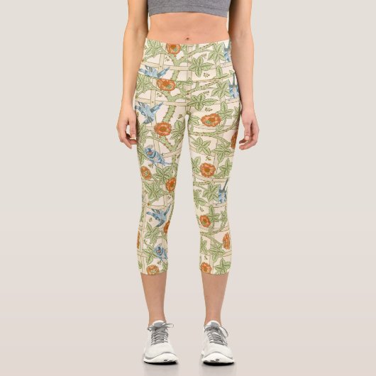 Leggings Capri Modèle sans couture de treillis de William Morris (Recto)