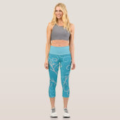 Leggings Capri Modern Aqua Blue Swirl Pattern (Recto)