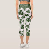 Leggings Capri Modern Boho Botanical Leaves Pattern (Verso)