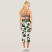 Leggings Capri Modern Boho Botanical Leaves Pattern (Verso)