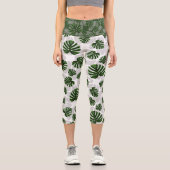 Leggings Capri Modern Boho Botanical Leaves Pattern (Recto)