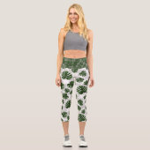 Leggings Capri Modern Boho Botanical Leaves Pattern (Recto)