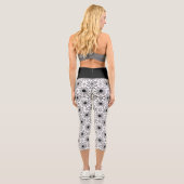 Leggings Capri Moderne Abstrait en Noir et Blanc | (Verso)