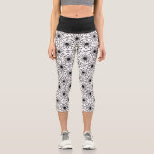 Leggings Capri Moderne Abstrait en Noir et Blanc | (Recto)