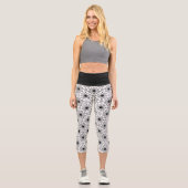 Leggings Capri Moderne Abstrait en Noir et Blanc | (Recto)