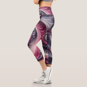 Leggings Capri Moderne Abstrait simple torse rose et violet