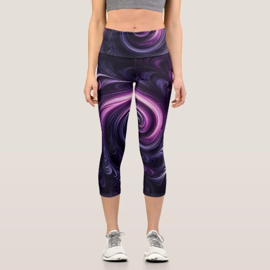 Leggings Capri Moderne Abstrait torride violet foncé (Recto)