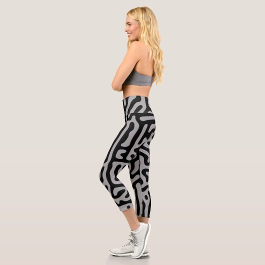 Leggings Capri Moderne, élégant, gris et noir classique (Gauche)