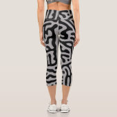 Leggings Capri Moderne Élégant Gris & Noir Classique (Verso)