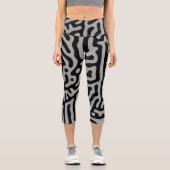 Leggings Capri Moderne Élégant Gris & Noir Classique (Recto)