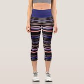 Leggings Capri Moderne Legging de Yoga Rayé Horizontal Violet et  (Recto)
