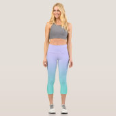 Leggings Capri Moderne Pastel Periwinkle Lumière Turquoise Ombre (Recto)