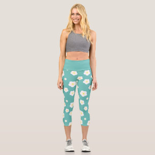 Leggings Capri Moderne Printemps aqua dégradé de la flore jaune m