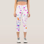Leggings Capri Moderne tendance Paint Paint Paint Grunge rose pou (Recto)