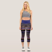 Leggings Capri Moderne violet et noir Horizontal rayé Yoga (Recto)