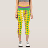 Leggings Capri Moderne violet vert Mardi Gras Motif (Recto)