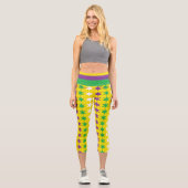 Leggings Capri Moderne violet vert Mardi Gras Motif (Recto)