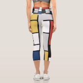 Leggings Capri Mondrian Peinture Rouge Plane Jaune Noir Gris Bleu (Verso)